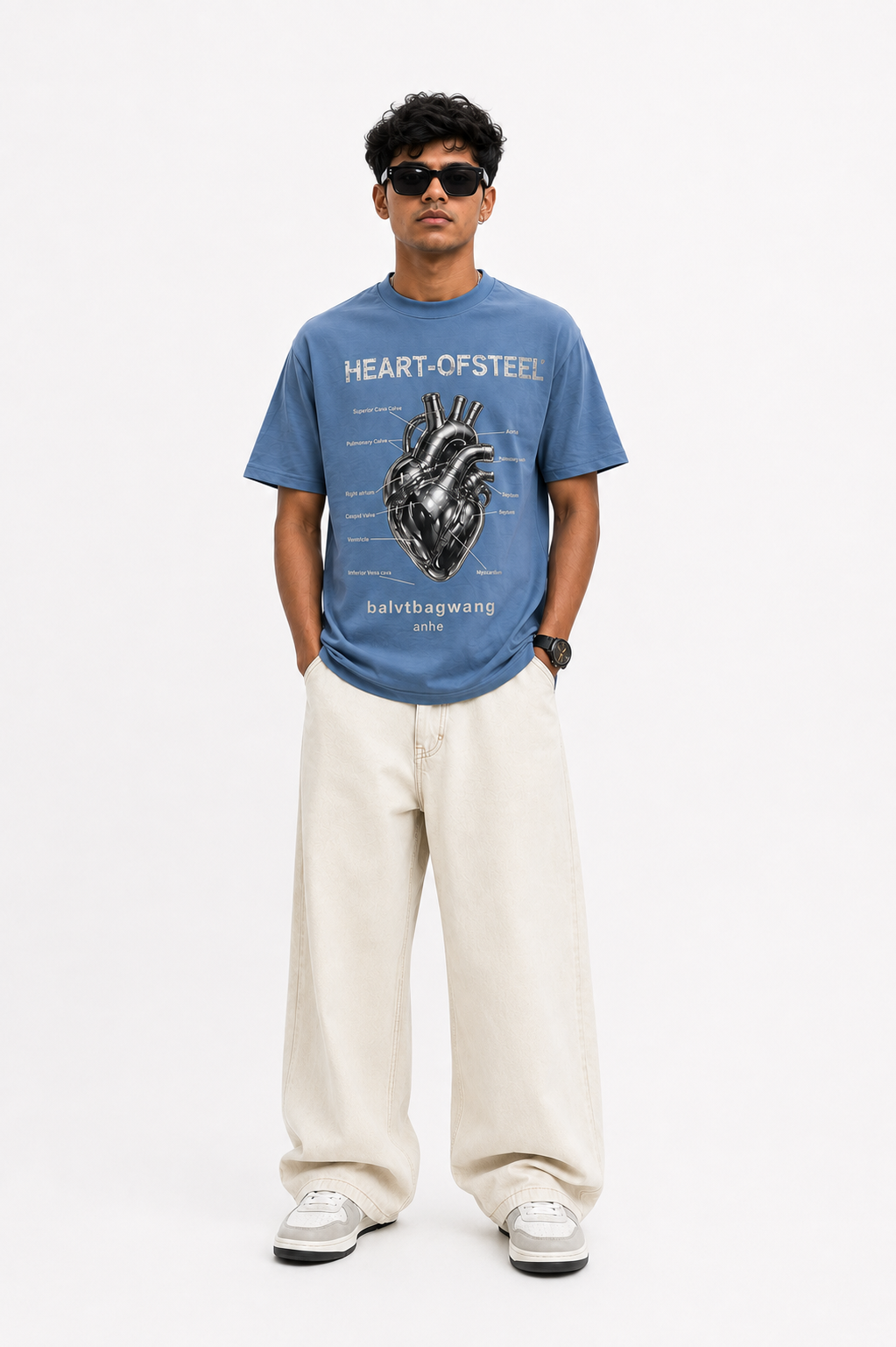 Oversize Heart Stone Work T-shirt