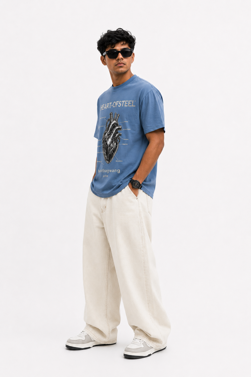 Oversize Heart Stone Work T-shirt