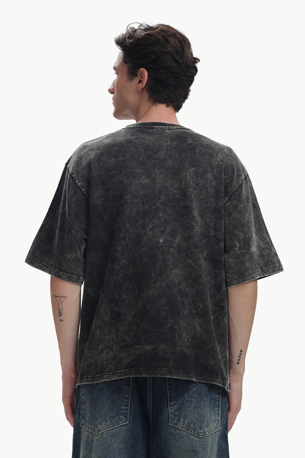 Oversized Acid Wash Box Print T-shirt