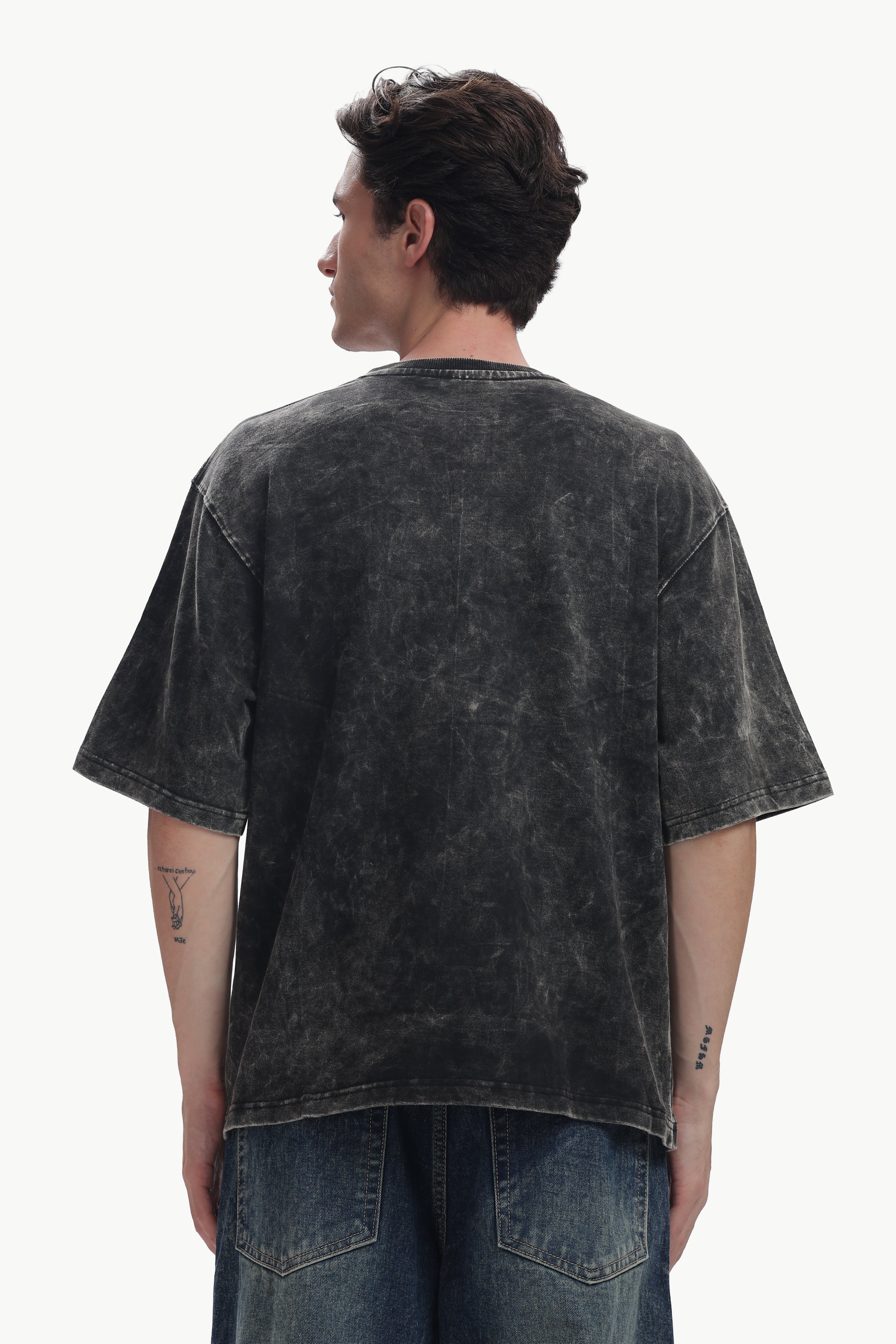 Oversized Acid Wash Box Print T-shirt