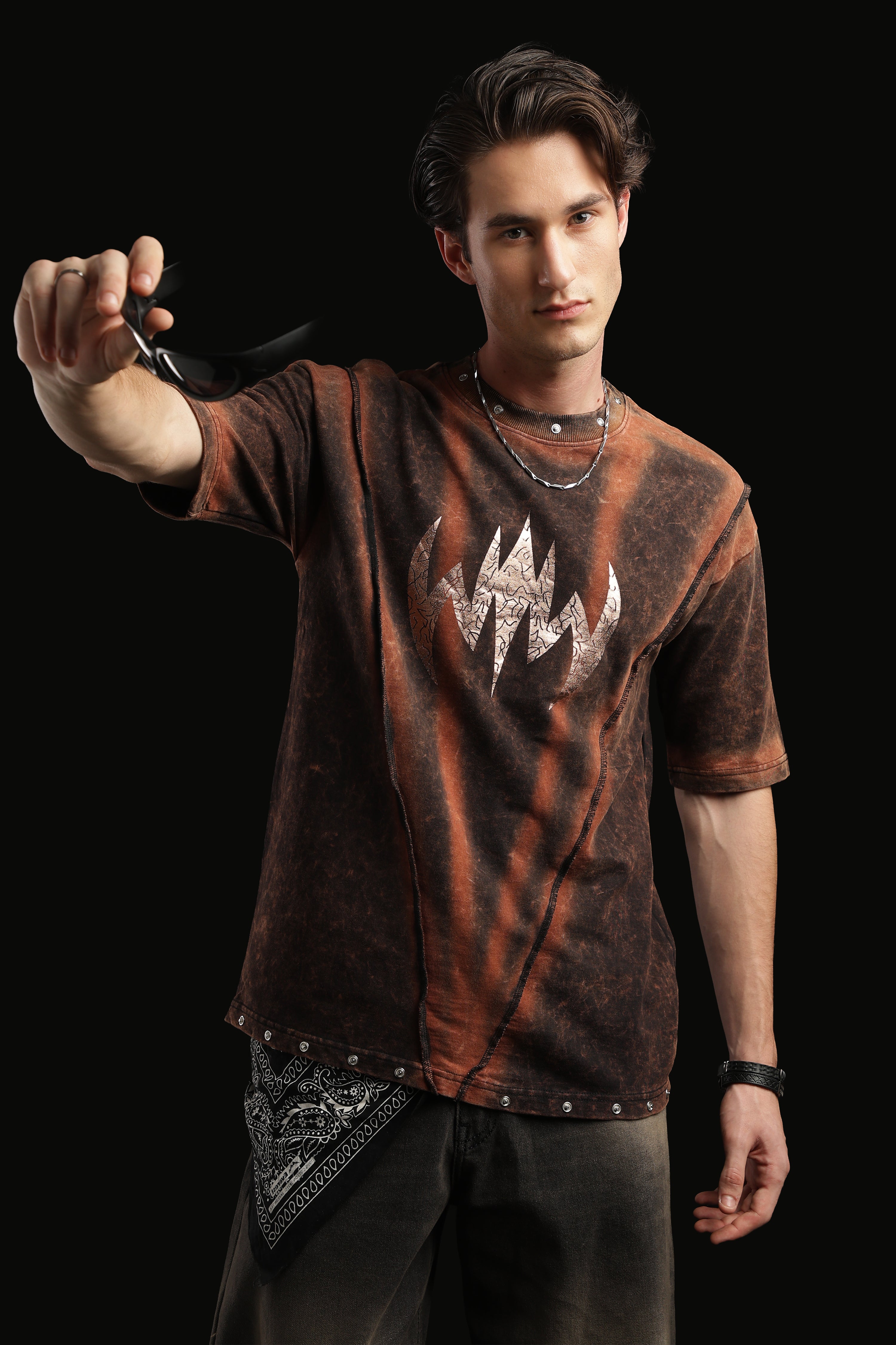 Oversized Metal Button T-shirt