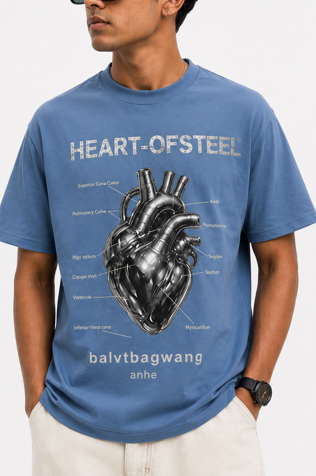 Oversize Heart Stone Work T-shirt