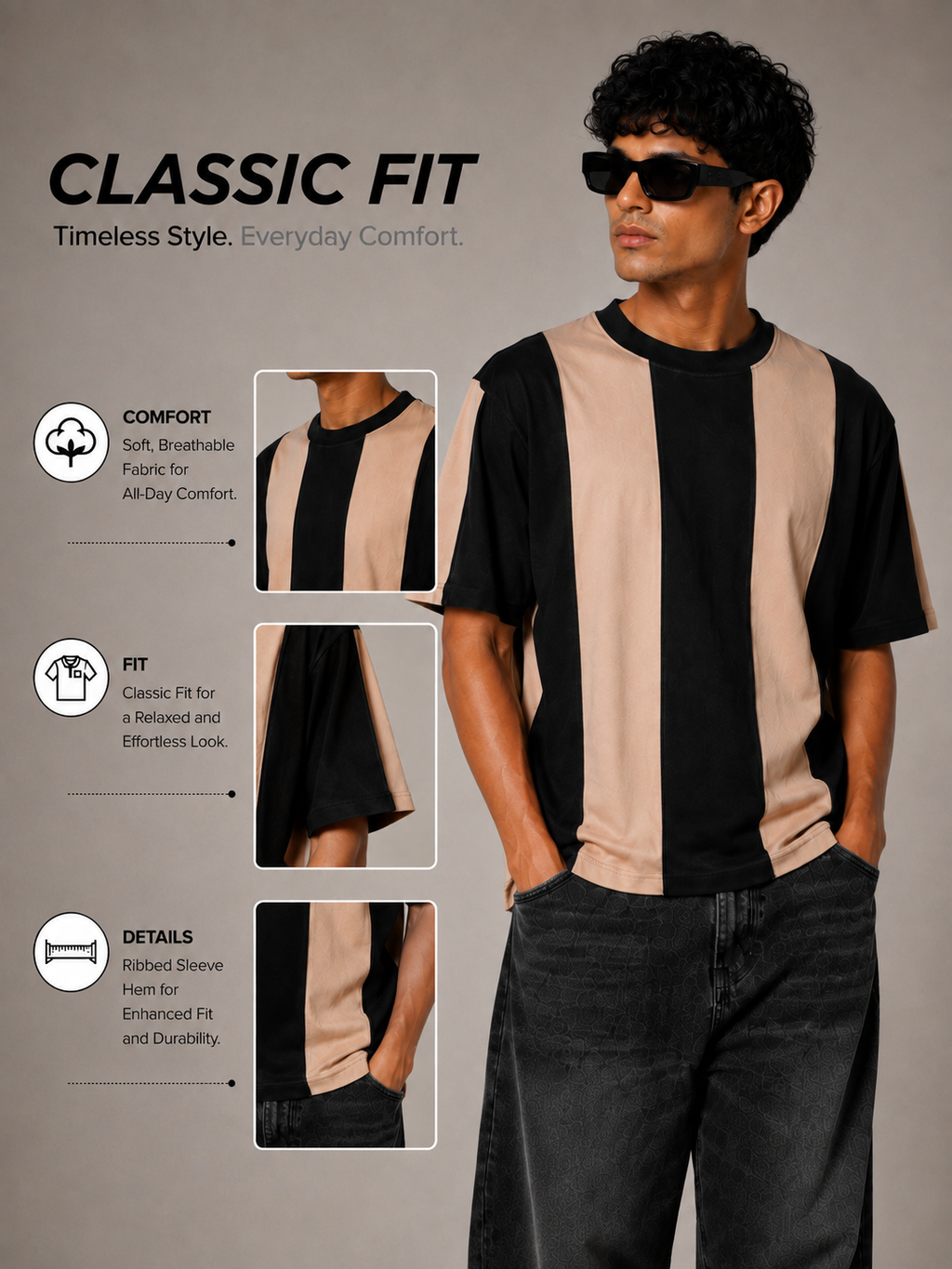 oversize strip t.shirt