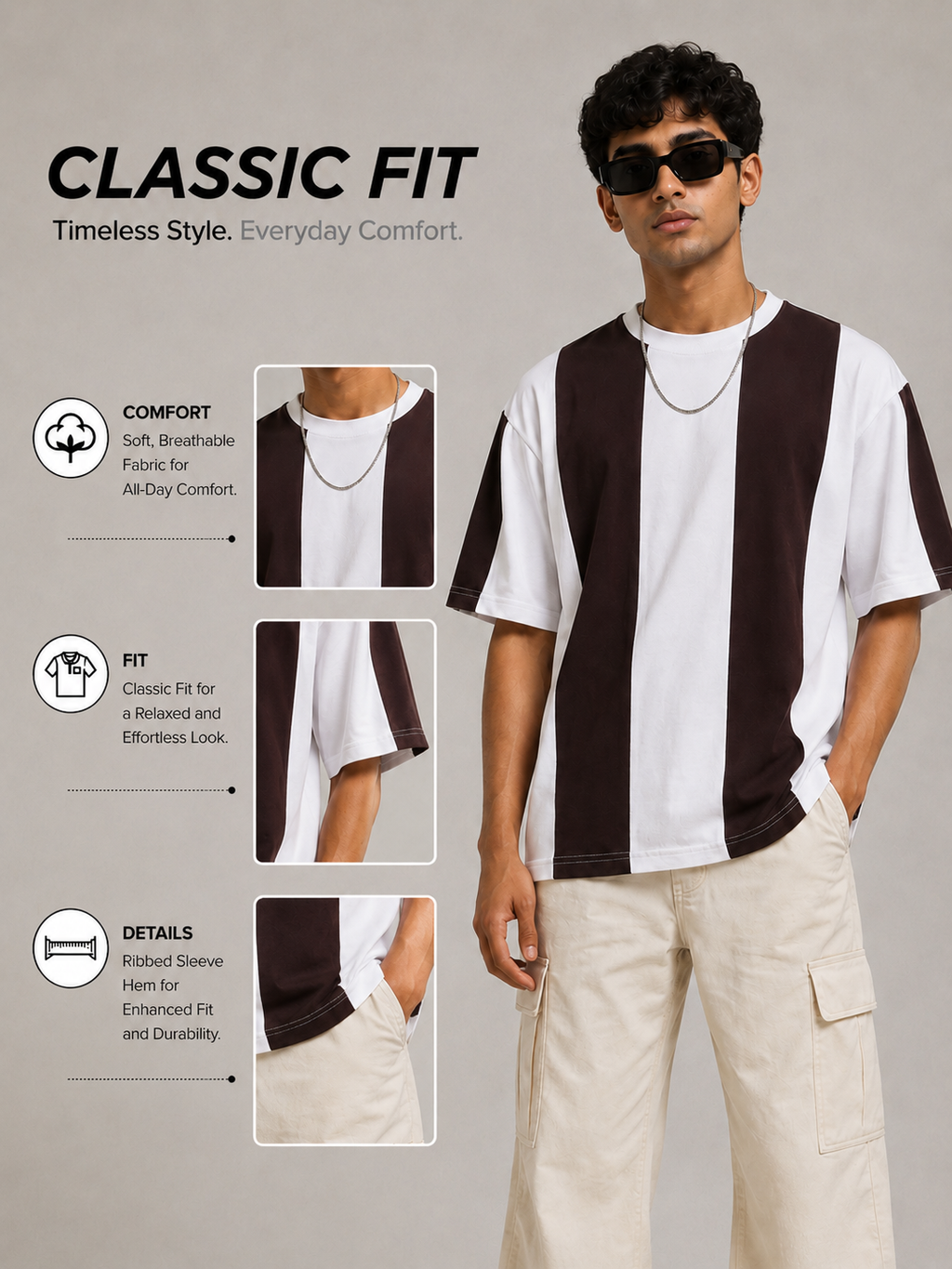 oversize strip t.shirt