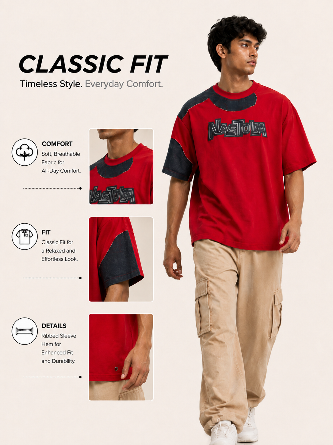 Oversize differnt pattern t.shirt