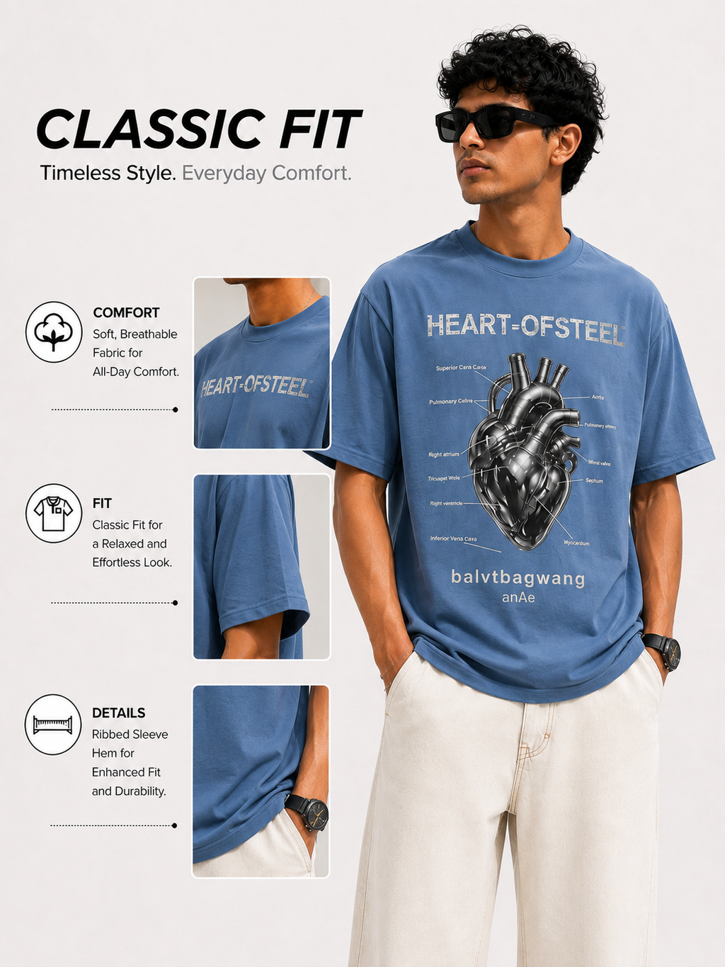 Oversize Heart Stone Work T-shirt