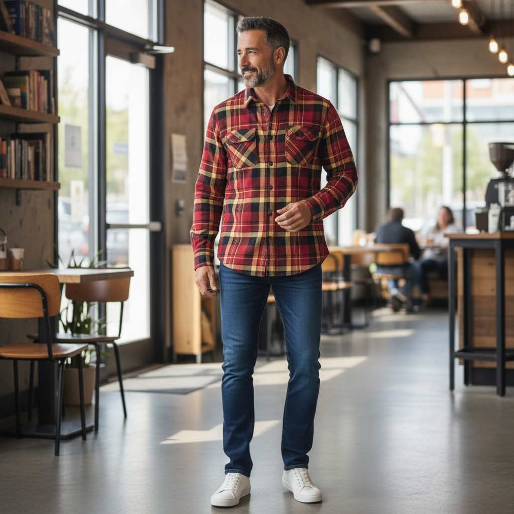 Double Pocket Check Terry Cotton Shirt 1